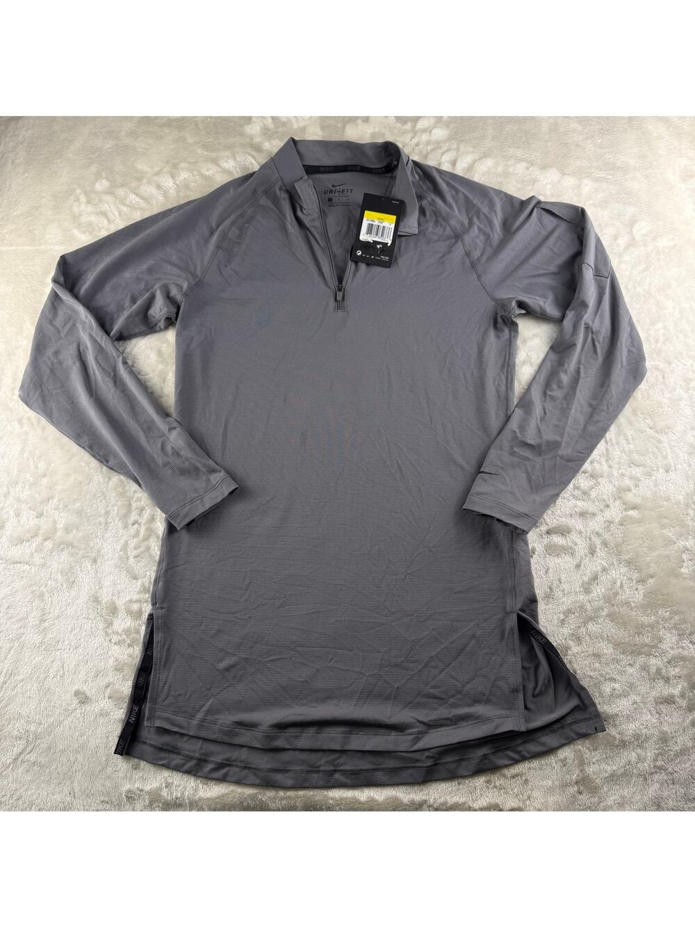 Nike Dri-Fit T-Shirt Men's Size Small Long Sleeve Activewear Gray Quarter Zip